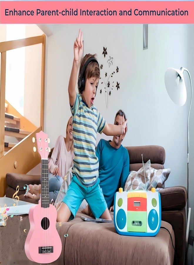 Jakeloo 21 Inch Carbon Fibre Kids Toddler Child Children Acoustic Guitar Ukulele Musical Instruments Ideal for 3-9 Year Old Boys Girls Gifts (Pink) - Image 3